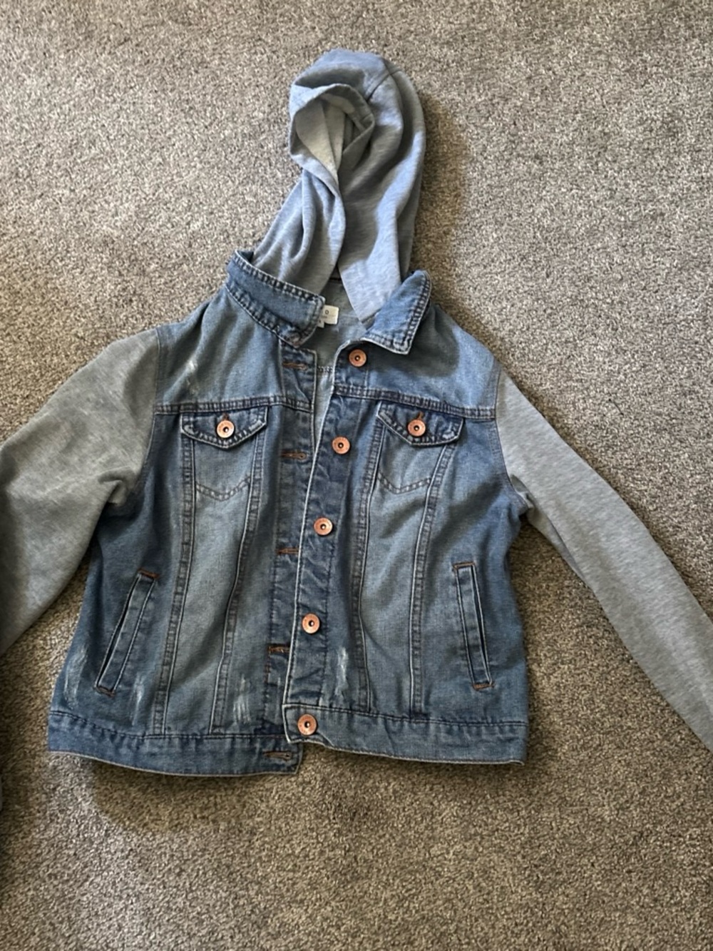 Ciso Blue Denim Jacket with Gray Hood & Sleeves